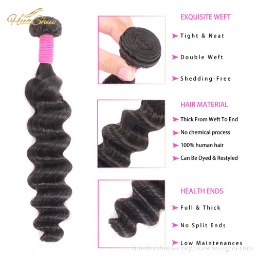 Huashuohair 16inch  Hot Selling Temple Hair Mink Unprocessed Hair Bundles Good Quality Factory Price Indian Hair